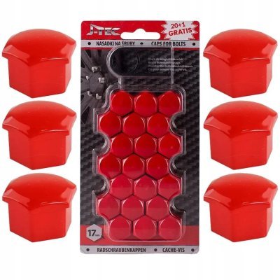 J-Tec - Univerzálne kryty matice/skrutiek kolies 19mm Červené