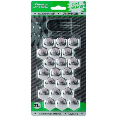 J-Tec - Univerzálne kryty matice/skrutiek kolies 21mm Chrom