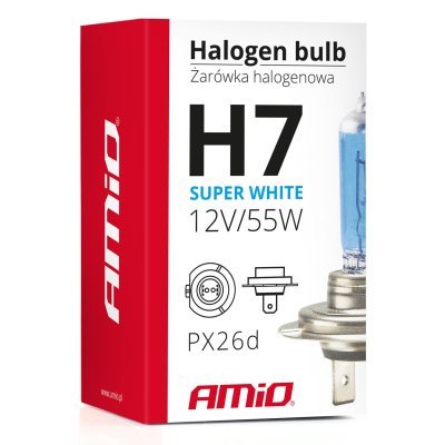 AMiO - Halogénová žiarovka H7 12V 55W UV filter (E8) Super White