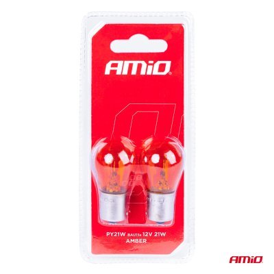 AMiO - Halogénové žiarovky PY21W BAU15S 12V AMBER 2ks blister