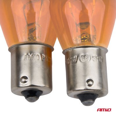 AMiO - Halogénové žiarovky PY21W BAU15S 12V AMBER 2ks blister
