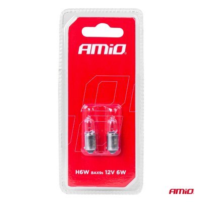 AMiO - Halogénové žiarovky H6W 12V 6W BAX9S white 2ks blister