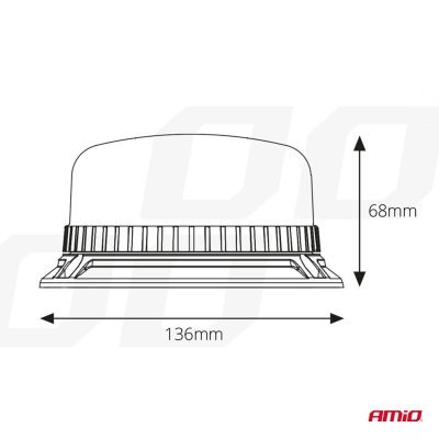 AMiO - Výstražný maják pevný W03B na 3 skrutky R65 R10 36LED 12 / 24V IP56