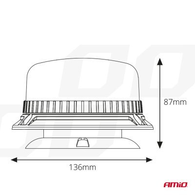 AMiO - Výstražný maják W03M magnetický R65 R10 36LED 12 / 24V IP56