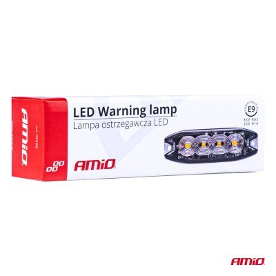 AMiO - Výstražné osvetlenie oranžové 4x3W LED R65 R10 12/24V IP67