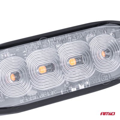 AMiO - Výstražné osvetlenie oranžové 4x3W LED R65 R10 12/24V IP67