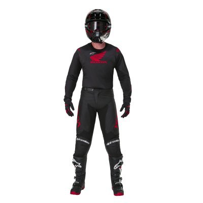 ALPINESTARS - Nohavice ICONIC HONDA kolekcia, (čierna/červená, veľ. 34)