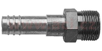fitinka hliníková namačkávací o-kroužek samec pro o-k. samice 180° pro hadice G6 (8 mm) závit UNF 5/8"