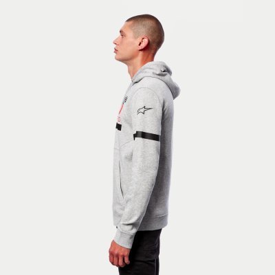 FLY RACING - Mikina CLUB HOODIE, (šedá/čierna/červená, veľ. M)