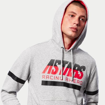 FLY RACING - Mikina CLUB HOODIE, (šedá/čierna/červená, veľ. M)