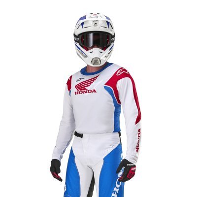 ALPINESTARS - dres ICONIC HONDA kolekcia, (biela/modrá/červená/čierna, veľ. L)