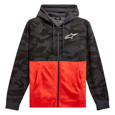 FLY RACING - Mikina CAMO BLOCK HOODIE, (šedá camo/červená fluo, veľ. L)