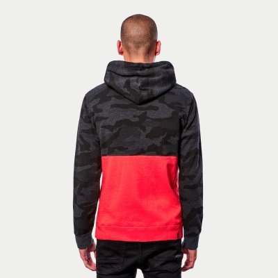 FLY RACING - Mikina CAMO BLOCK HOODIE, (šedá camo/červená fluo, veľ. L)