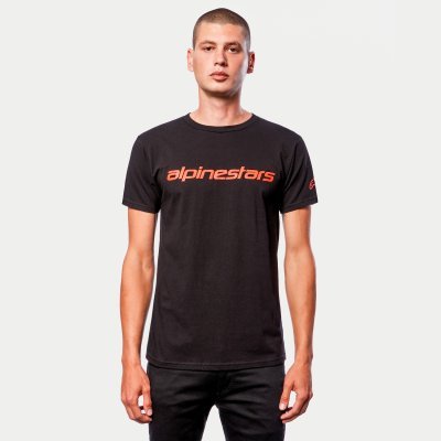 ALPINESTARS - Triko LINEAR WORDMARK TEE, (čierna/červená fluo, veľ. M)
