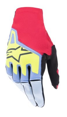 ALPINESTARS - Rukavice TECHSTAR, (svetlo modrá/červená/žltá fluo/čierna, veľ. L)