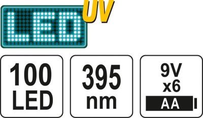 Yato - sada UV lampy 100 LED + brýle