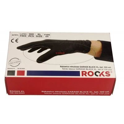 ROOKS OK-09.0003 Nitrilové rukavice GARAGE BLACK, XL, 100 ks