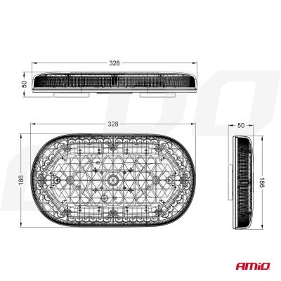 AMiO - Mini svetelná lišta LED WLB78 magnet 293x171mm R65 R10 48LED 12/24V IP56