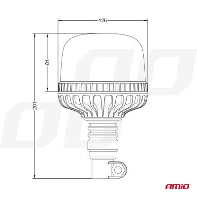 AMiO - Výstražný maják W25p tyčový Flexi R65 R10 24LED 12/24V IP66