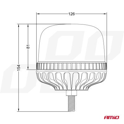 AMiO - Výstražný maják W25sb na skrutke R65 R10 24LED 12/24V IP66