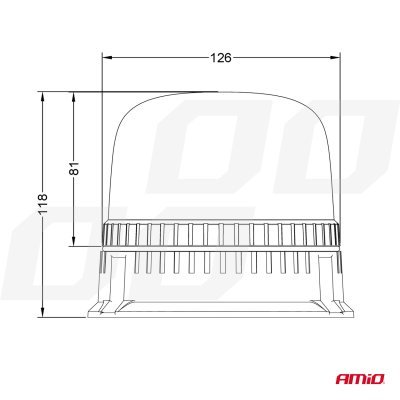 AMiO - Výstražný maják W25b 3 skrutky R65 R10 24LED 12/24V IP66