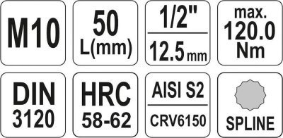 Yato - Nástavec krátky SPLYNE M10, 1/2"
