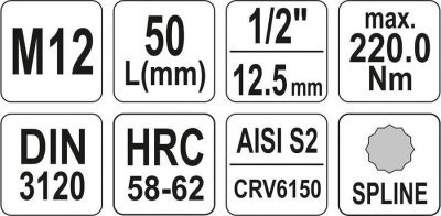 Yato - Nástavec krátky SPLYNE M12, 1/2"