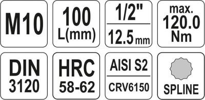 Yato - Nástavec dlhý SPLYNE M10, 1/2"