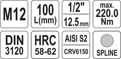 Yato - Nástavec dlhý SPLYNE M12, 1/2"