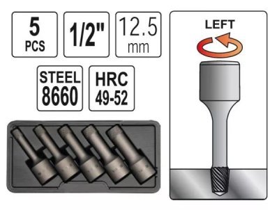 Yato - Súprava na demontáž závrtných skrutiek 1/2" 5ks