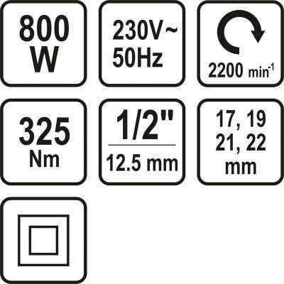 Sthor - Elektrický rázový uťahovák 1/2", 800W 325Nm