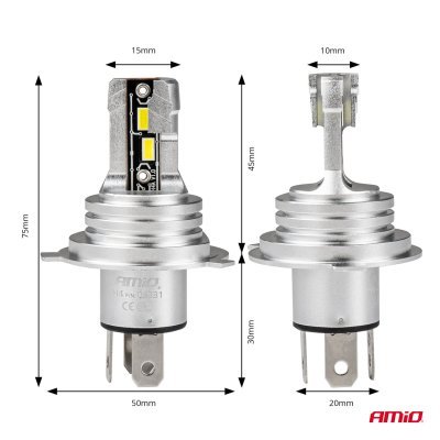 AMiO - LED žiarovky hlavného svietenia H4/H19 H-mini Series
