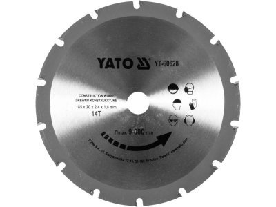 Yato - Vídiový pílový kotúč na drevo 185x20mm 14 zubov