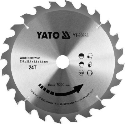 Yato - Vídiový pílový kotúč na drevo 235x25.4mm 24 zubov