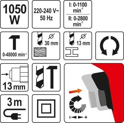 Yato - Vŕtacie kladivo 1050W
