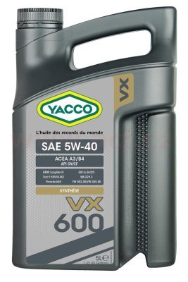YACCO - Motorový olej VX 600 5W40 5L