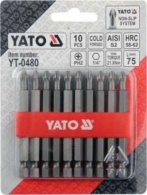 Yato - Bity súprava PH2 x 75, 10ks
