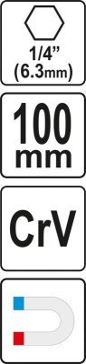 Yato - Uhlový adaptér na bity 1/4" 100mm