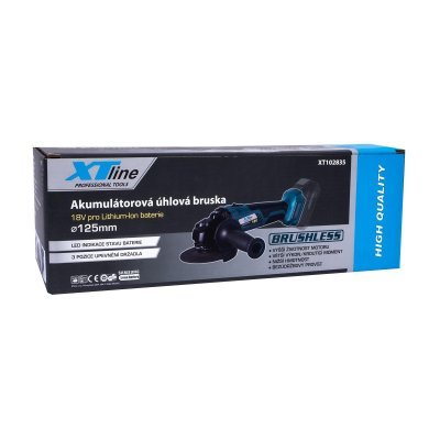 XTline - AKU uhlová brúska 125m 18V BRUSHLESS
