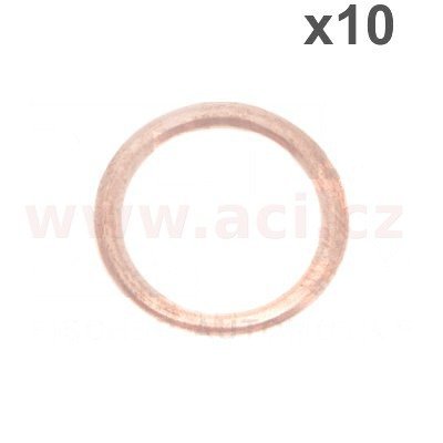 měděné těsnící kroužky vnitřní průměr 16mm, vnější průměr 22mm, tloušťka 2mm, sada 10ks