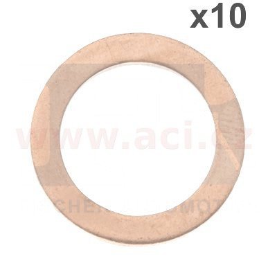 měděné těsnící kroužky vnitřní průměr 14mm, vnější průměr 20mm, tloušťka 1,5mm, sada 10ks