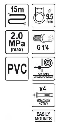 Yato - pneumatická hadica navijaku 9.5mm 15m PVC