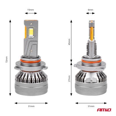 AMiO - LED žiarovky hlavného svietenia HB3 9005/HIR1 9011/H10 HP séria Full Canbus