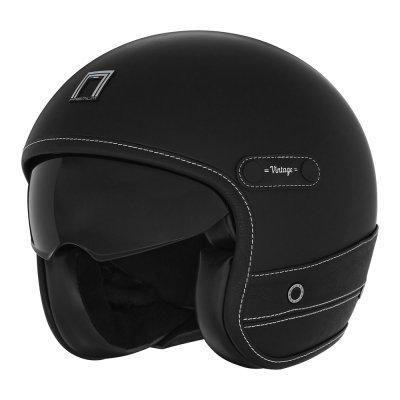 NOX PREMIUM - prilba HERITAGE, (čierna koža, veľ. XS)