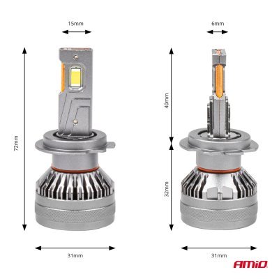AMiO - LED žiarovky hlavného svietenia H7/H18 HP séria Full Canbus