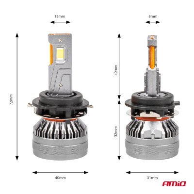 AMiO - LED žiarovky hlavného svietenia H7-6 HP séria Full Canbus