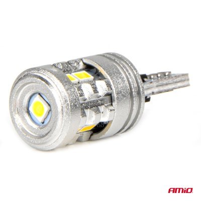 AMiO - LED žiarovky STANDARD T10 W5W 6x3020 + 1x3030 SMD White 12V/24V