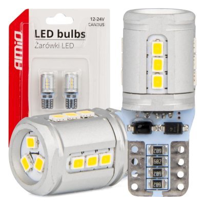 AMiO - LED žiarovky CANBUS T10e W5W 15x2016 SMD White 12V/24V