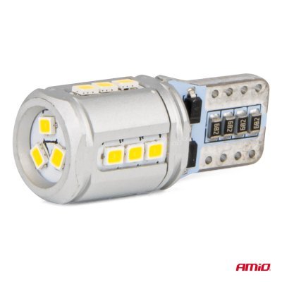 AMiO - LED žiarovky CANBUS T10e W5W 15x2016 SMD White 12V/24V