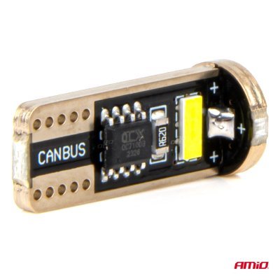 AMiO - LED žiarovky CANBUS T10e W5W 3x2055 SMD White 12V/24V